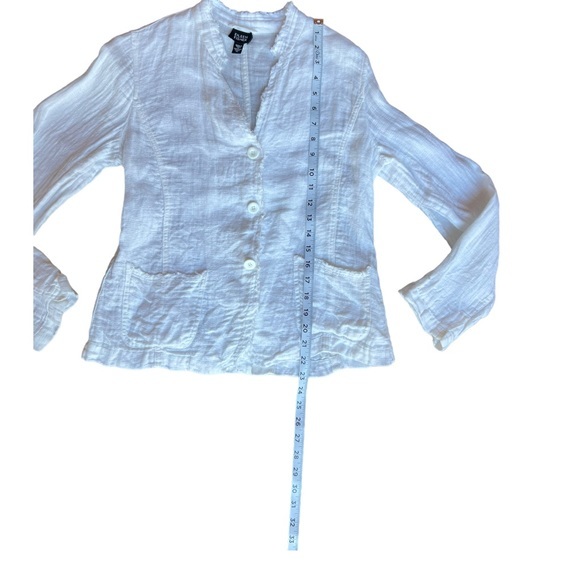 Eileen Fisher White Irish Linen Blazer Jacket Shaket Size Medium - Picture 5 of 9